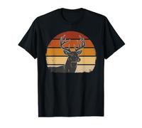 Whitetail Buck Deer Chasse Rétro Coucher de Soleil Délavé Vintage T-Shirt Graphique avec Valeur