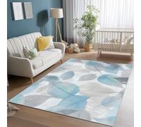 WhiteTapis Antidérapant Durable, 140 x 200 cmDoux et Lavable Facile à Entretenir pour Salon Chambre véranda - Moderne Milieu Du Siècle Abstrait Feuilles Lignes Noble Légère Ornament Concevoir
