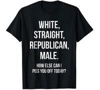 Whitetraight Republican Male Funny Republican T-Shirt Printed on Cotton Mens Tops & Tees Cartoon T Shirt Black Manches Courtes(3X-Large)