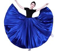 Whitewed Jupe de Danse Longue et Fluide en Satin pour Costume de Danse Orientale