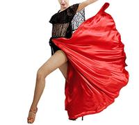 Whitewed Mesdames Satin Long Rouge Salle de Bal/Flamenco/Tango Pratique Self Tie Wrap Jupe Valse Stage Performance Wear