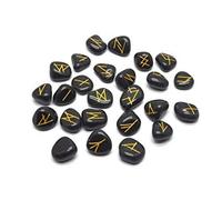 Whitewhale Lot de pierres de tourmaline noire et runes gravées pour guérison des chakras, reiki