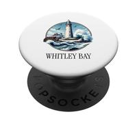 Whitley Bay Lighthouse Birds in Fllight Rough Sea PopSockets PopGrip Adhésif