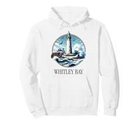 Whitley Bay Lighthouse Birds in Fllight Rough Sea Sweat à Capuche