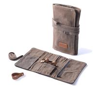 Whitluck's Sac à Pipe à Tabac en Toile cirée avec Support en Cuir pour 2 Pipes et Autres Accessoires, Peau, Robuste