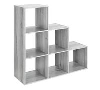 Whitmor Bibliothèque à 6 Cubes Autonome à 6 Cubes en Forme de L - Étagère d'angle Ouverte en Bois pour Salon, Bureau à Domicile - 30 x 90 x 90 cm (L x l x H) - Gris