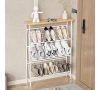 Whitmor Étagère à Chaussures étroite en métal à 4 Niveaux, étagère à Chaussures autoportante, étagère à Chaussures Peu encombrante pour entrée, Couloir, Chambre à Coucher, Salon (12 à 16 Paires)