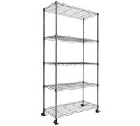 Whitmor Étagère Robuste à 5 étagères - Capacité de 453,6 kg - pour Garage, Cuisine, Salle de Bain, Chambre à Coucher - 76,2 x 35,6 x 160 cm (l x L x H) - 5 Niveaux - Noir