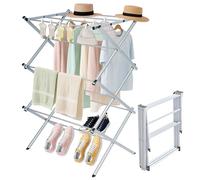 Whitmor Foldable Clothes Drying Rack: 3 Tier Laundry Drying Rack, Collapsible Drying Rack Clothing, Portable Space Saving Clothing Rack for Indoor Outdoor, 22.6" L × 14.6" W × 41.3" H, Gray