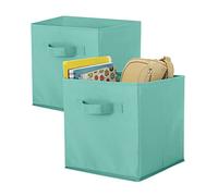 Whitmor Lot de 2 Cubes Pliables en Tissu Turquoise 25,4 x 25,4 x 25,4 cm