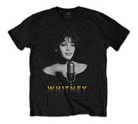 Whitney Houston - T-Shirt # L Unisex Black # Black & White Photo [Import]