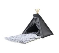 Whiwhi Tente Tipi pour Chien et Chat avec Tapis en Peluche - Niche Intérieur pour Animaux De Compagnie 70x70x80cm