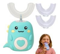 WhizBrush - U-Shaped 360º Ultrasonic Toothbrush,U Shaped Electric Toothbrush W/2 Silicone Brush Head&3 Modes/LED Light/IPX7 Waterproof,Rechargeable,Cleans All Teeth Just 60S,15 Day Battery (Green2-6)