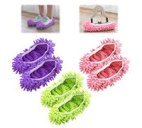 WhizNook 3 Paires (6 Paires) Chaussons Mop en Microfibre, Lavable Et Réutilisable Chaussons De Chaussons De Nettoyage pour Nettoyage des Sols, Salle De Bain, Cuisine, Bureau, 3 Couleurs