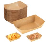 WhizNook 50 Pièces Barquettes en Carton Kraft, 16.7x12x5 cm Barquette Carton, Barquette Frite, Plateaux en Carton Kraft, Imperméable et Résistant, pour Frites, Collations, Macarons, Salade