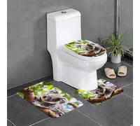 WHJDPP A Little Koala Lot de 3 tapis de salle de bain antidérapants avec contour, ovale et rectangulaire pour toilettes, coiffeuse et toilettes