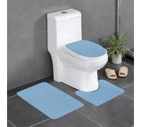 WHJDPP Azure Printing Lot de 3 tapis antidérapants rectangulaires en forme de U et ovales pour toilettes, coiffeuse et baignoire 61 x 40,6 cm