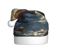 WHJDPP Bamboo raft on the sea Picture Chapeaux de Noël en peluche pour hommes et femmes chapeaux de Noël pour adultes Nouvel An