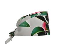 WHJDPP Beau bonnet de travail de nettoyage imprimé camélia pour femmes et hommes, réglable, absorbant la transpiration, respirant, noir