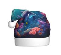 WHJDPP Beaux motifs de dauphins du monde sous-marin, chapeau de Noël pour adulte, doux et moelleux, idéal pour une utilisation à long terme