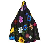 WHJDPP Belle cape à capuche pour adulte avec imprimé bouquet d'Halloween, sans fermeture éclair, confortable et durable pour les jeux de rôle
