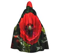 WHJDPP Belle cape à capuche pour adulte avec imprimé coquelicot rouge - Très grande cape à capuche sans fermeture éclair