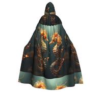 WHJDPP Belle cape à capuche pour adulte avec imprimé hippocampe sous-marin sans fermeture éclair, confortable et durable pour les jeux de rôle