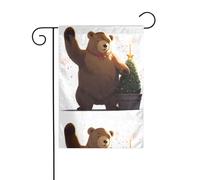 WHJDPP Big Bear Drapeaux de jardin avec impression arbre de Noël 30,5 x 45,7 cm pour décoration de cour avec une largeur de poteau de 3 cm (drapeau uniquement, mât non inclus)