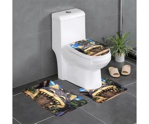 WHJDPP Big Mouth House Printing Lot de 3 tapis antidérapants rectangulaires en forme de U et ovales pour toilettes, coiffeuse et baignoire 61 x 40,6 cm