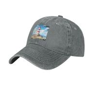 WHJDPP Black Lighthouse on The Coast Picture Casquette de baseball de cowboy lavée pour adultes - Chapeau élégant et respirant, gris, Taille unique