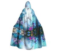 WHJDPP Blue Ocean Cape à capuche pour adulte Motif poissons sous-marins Sans fermeture éclair