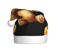 WHJDPP Bonnet de Noël avec imprimé petit ours qui aime manger des fruits pour adulte, doux, léger et moelleux pour homme et femme