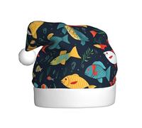 WHJDPP Bonnet de Noël pour adulte avec imprimé poisson sous-marin, doux et moelleux, idéal pour une utilisation à long terme