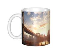 WHJDPP Brooklyn Bridge Mug en céramique pour cappuccino, latte, céréales, yaourt, lait, boissons chaudes ou froides, four à micro-ondes