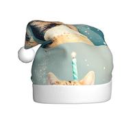 WHJDPP Cake Battle Chapeau de Noël avec imprimé chat pour adulte, doux, léger et moelleux pour homme et femme