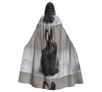 WHJDPP Cape à capuche Agile avec imprimé lapin noir pour adulte, sans fermeture éclair, confortable et durable pour les jeux de rôle