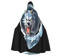 WHJDPP Cape à capuche avec nœud papillon et boule de cristal dans la bouche du loup pour Halloween, fête costumée, cosplay