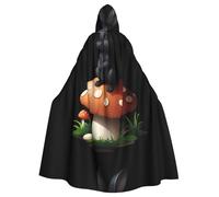 WHJDPP Cape à capuche avec nœud papillon imprimé petit lapin noir assis sur un champignon pour Halloween, fête costumée, cosplay