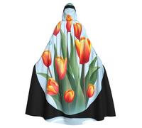 WHJDPP Cape à capuche avec nœud papillon pour adulte Motif tulipes dans des bulles