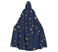 WHJDPP Cape à capuche bleu marine ciel et étoiles pour adulte - Très grande cape à capuche sans fermeture éclair