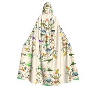 WHJDPP Cape à capuche élégante d'apprentissage des lettres de l'alphabet avec image de dinosaures, pour Halloween, pour adulte - Très grande cape à capuche sans fermeture éclair