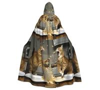 WHJDPP Cape à capuche imprimée bataille de chat pour adulte - Très grande cape à capuche sans fermeture éclair