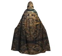 WHJDPP Cape à capuche imprimée calendrier maya End of The World Halloween adulte pour fêtes costumées et événements à thème noir, noir, taille unique
