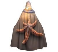WHJDPP Cape à capuche imprimée étoile de mer océan plage Halloween adulte - Super grande cape à capuche sans fermeture éclair