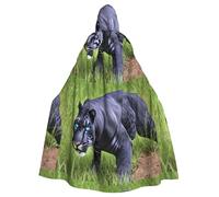 WHJDPP Cape à capuche imprimée panthère animale pour adulte avec nœud papillon pour fêtes costumées, cosplay