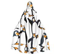 WHJDPP Cape à capuche imprimée pingouin avec nœud papillon pour Halloween, fête costumée, cosplay