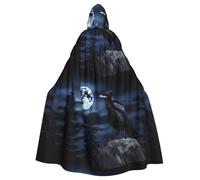 WHJDPP Cape à capuche imprimée Raven in the Night pour adulte avec nœud papillon pour fête costumée, cosplay
