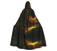 WHJDPP Cape à capuche mystérieuse avec nœud papillon pour Halloween - Motif renard à neuf queues - Pour fête costumée, cosplay