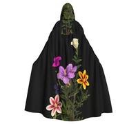WHJDPP Cape à capuche pour adulte avec fleurs poussant vers le haut, sans fermeture éclair, confortable et durable pour les jeux de rôle