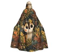 WHJDPP Cape à capuche pour adulte avec impression numérique d'animaux mignons, sans fermeture éclair, confortable et durable pour les jeux de rôle